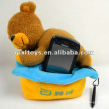cute plush sleep teddy bear toy mobile phone holder